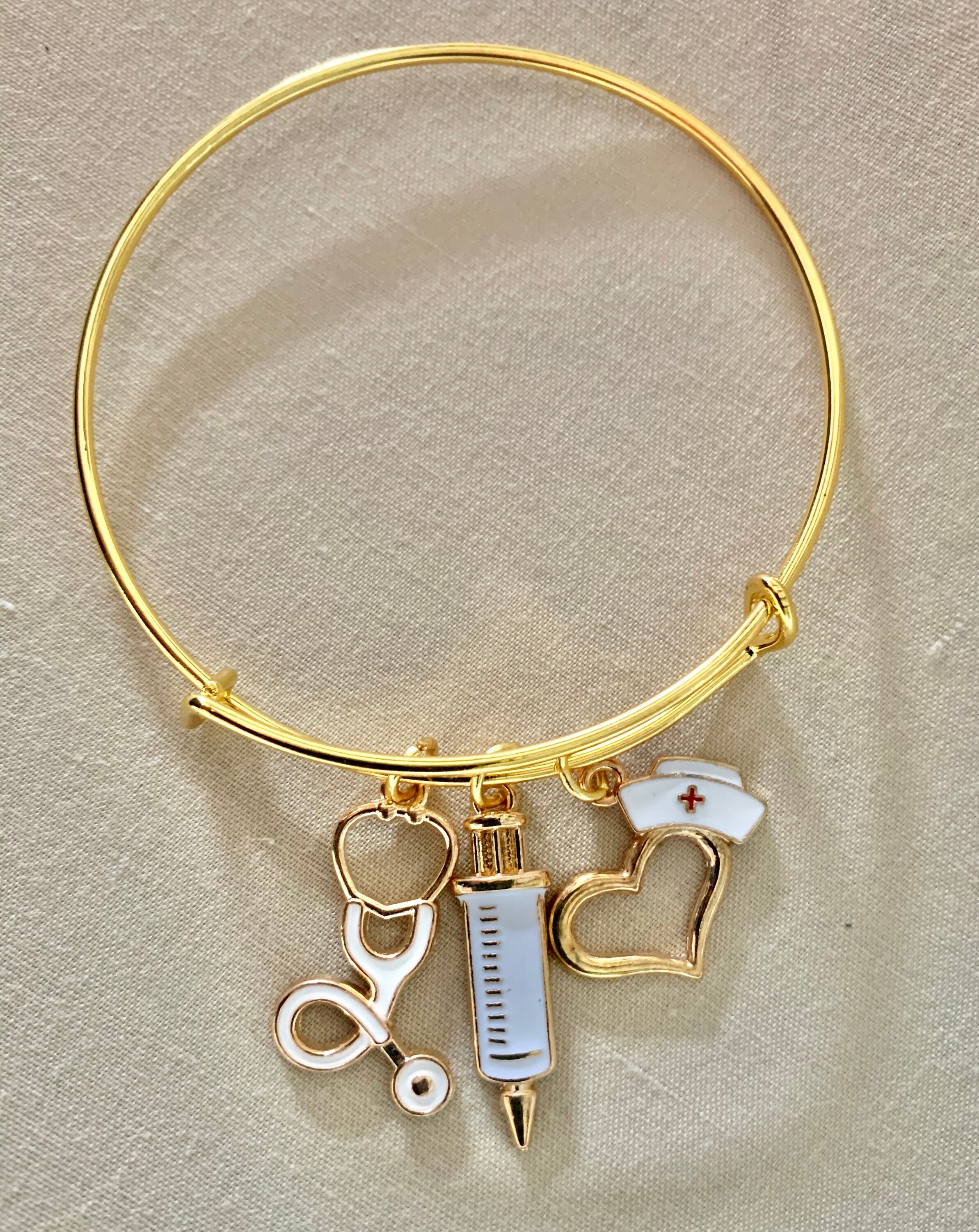 Expandable Multicharm Gold Nursing Bangle bracelet nurse Etsy