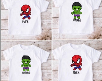 Superhero inspired T shirt|Kids T shirt|Kids clothing|Custom T shirt|Spiderman|Captain America|Iron Man|Hulk|personalised t shirt|Avengers.