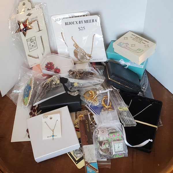 Bulk Vintage to Now Jewelry and Whatnots Junk Jewelry Lot Miscellaneous Junk Drawer and Boxed Jewelry Lot 2 Pounds 14 Ounces