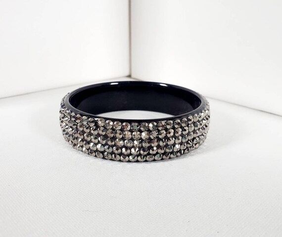 Black Plastic Silver Studded Bangle Bracelet - image 5