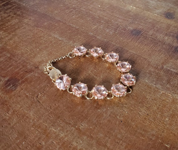 Stella & Dot Amelie Pink Crystal Gold Tone Bracel… - image 8