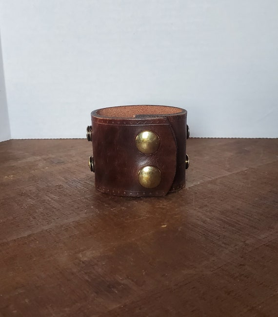 Leather Cuff Bracelet with Copper Plate Horse Quo… - image 6