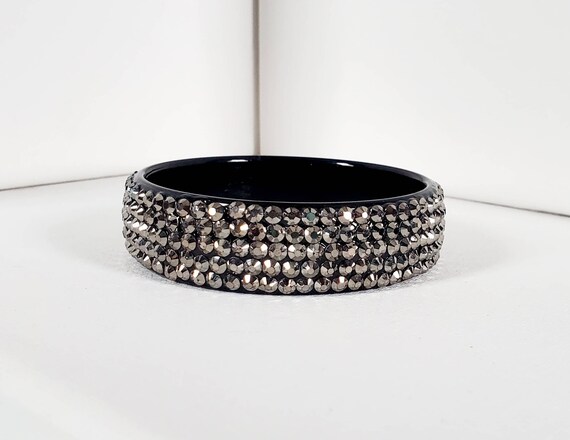 Black Plastic Silver Studded Bangle Bracelet - image 9