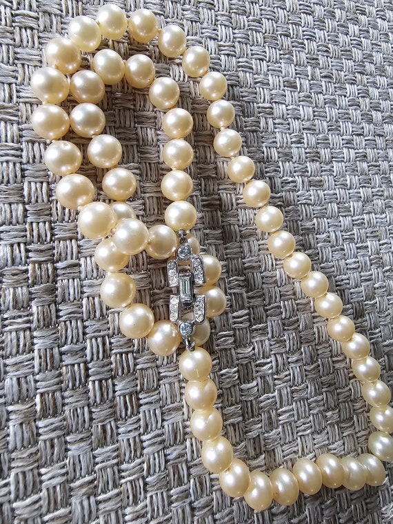 Vintage Crown Trifari Faux Pearls with Rhinestone 