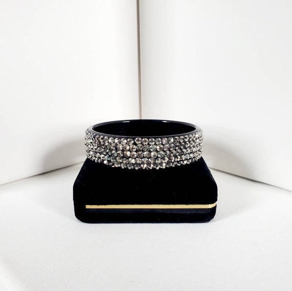 Black Plastic Silver Studded Bangle Bracelet - image 4