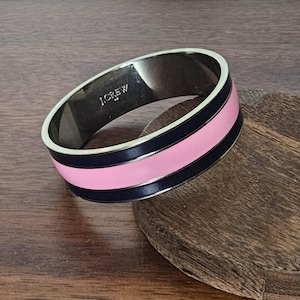 J Crew Dark Navy Blue and Pink Enamel Bangle Bracelet