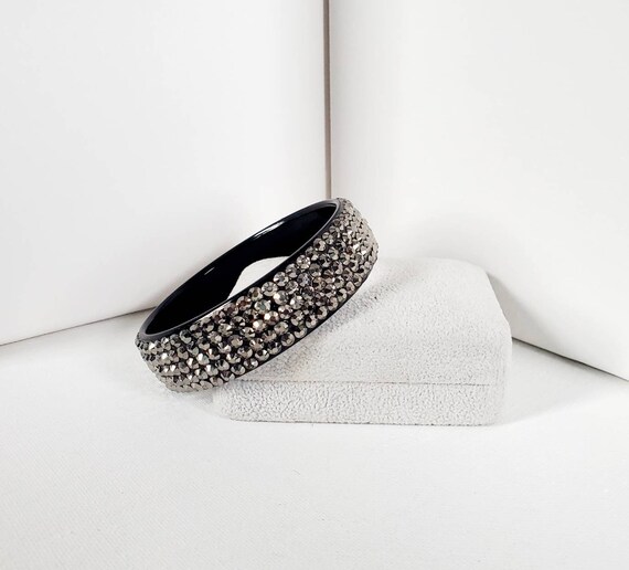 Black Plastic Silver Studded Bangle Bracelet - image 6