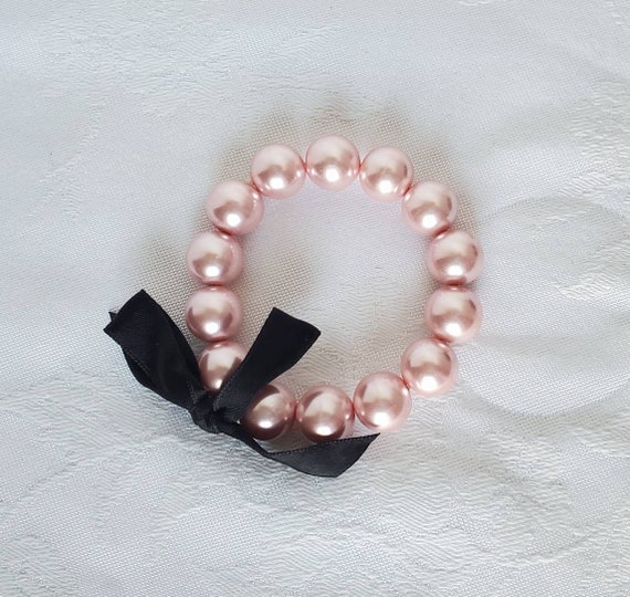 Cute Black and Pink Beaded Adjustable Bracelet Duo - image 6