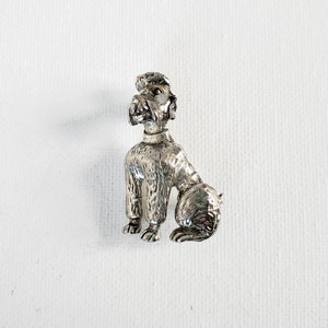 Vintage Silver Tone Dog Brooch Pin