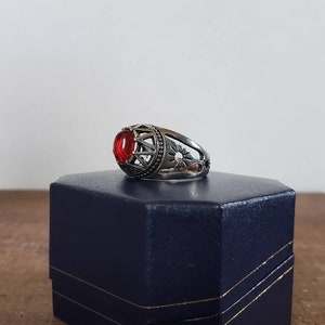 Red and Silver Tone Fashion Ring