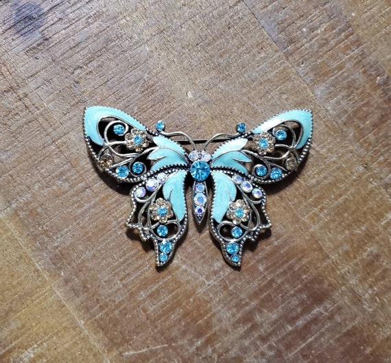 Vintage Signed Avon SP Large Enamel AB Rhinestone Butterfly - Etsy