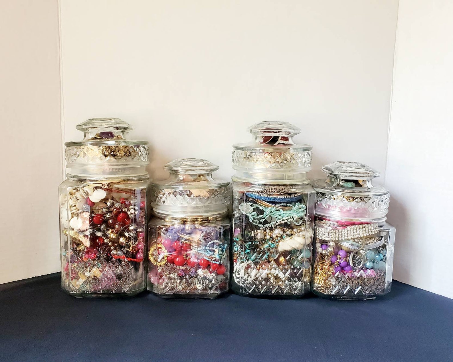 Mystery Jewelry Jar Koezes Glass Jar Filled With Vintage to Etsy