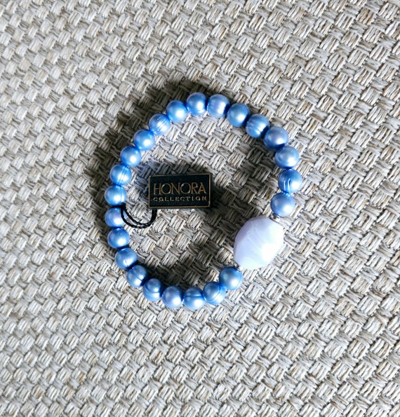 Honora Blue Cultured Pearl Stretch Bracelet