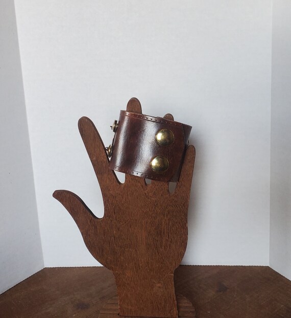 Leather Cuff Bracelet with Copper Plate Horse Quo… - image 4