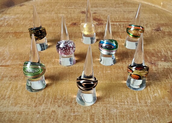 Beautiful Hand-blown Art Glass Rings