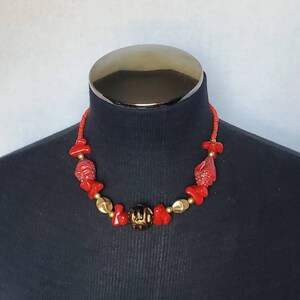 Red and Gold Beaded Necklace