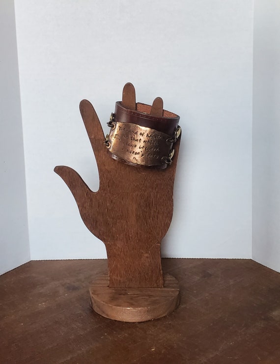 Leather Cuff Bracelet with Copper Plate Horse Quo… - image 3