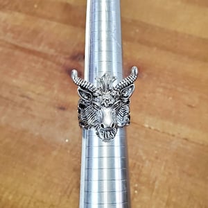 Horned Goat&#39;s Head Ring