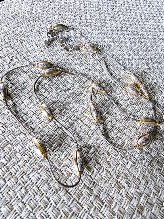 Vintage Brighton Long Silver and Gold Tone Beaded 