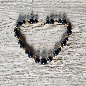 Vintage MONET Black and Gold Beaded Necklace
