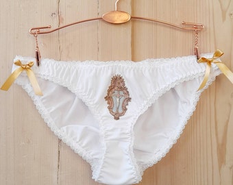 Pure White - Embroidered Cotton knickers