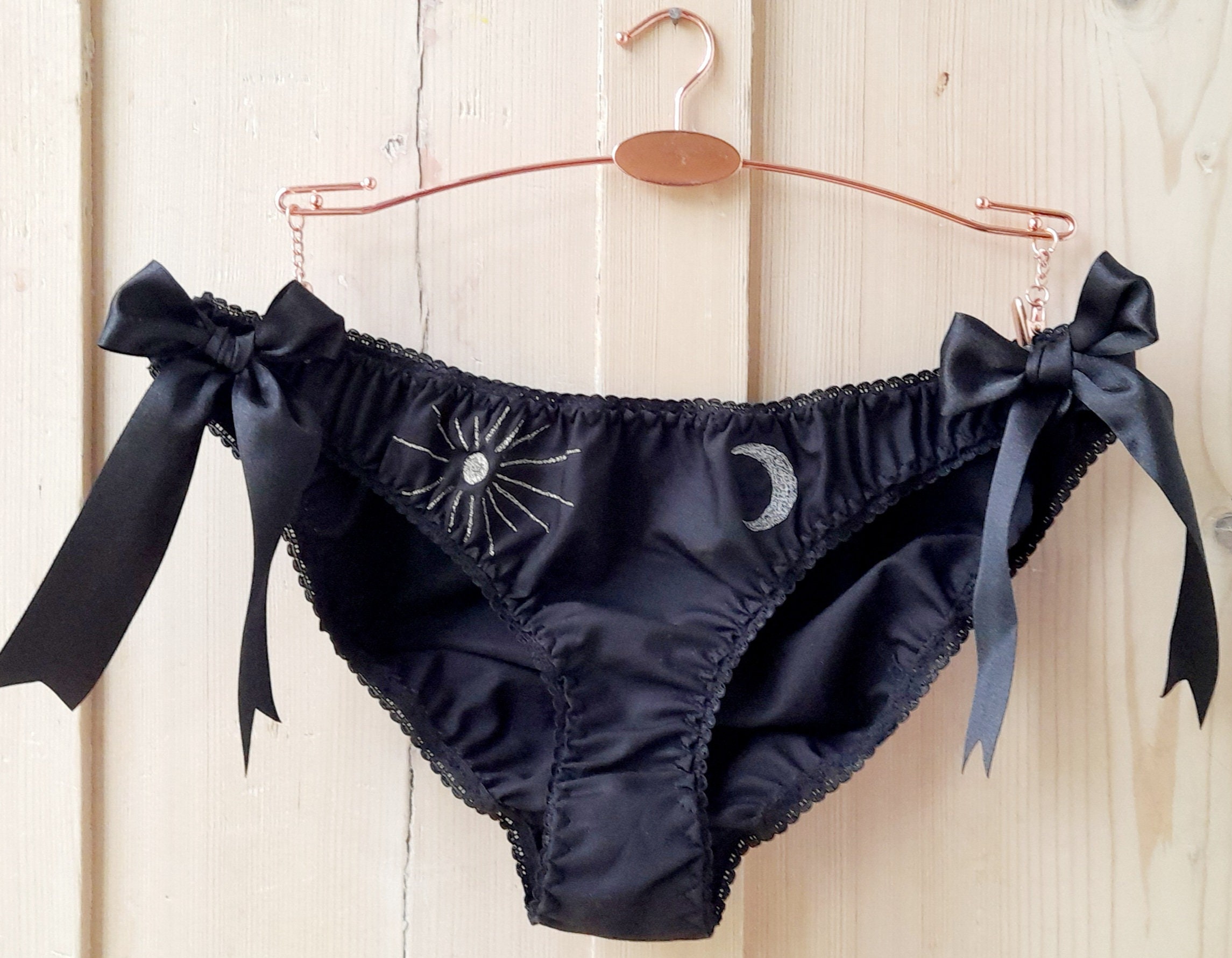 Black Sparkly Soft Lace Lingerie Set/ Black and Gold Lace Bralette and Low  Waist Lace Knickers/ Bespoke Sparkly Underwear 