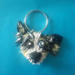 Custom polymer fimo clay pet cat dog portraits. Keyrings, brooches, fridge magnets. Handmade, bespoke gift present for an animal pet lover.