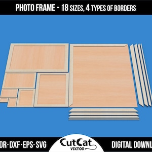 17 Fotorahmen Laser geschnitten SVG | 18 Größen + 4 Border-Stile | Digitale Vorlage für A0–A7 und Zoll Formate | Glowforge xTool Cricut Vektor-Datei