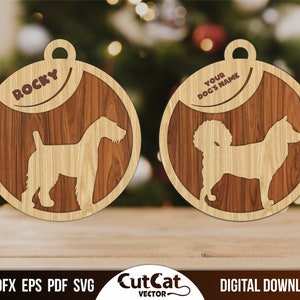 Wooden Dog Christmas Ornament SVG: 20 Breeds, Laser Cut File (Digital Download)