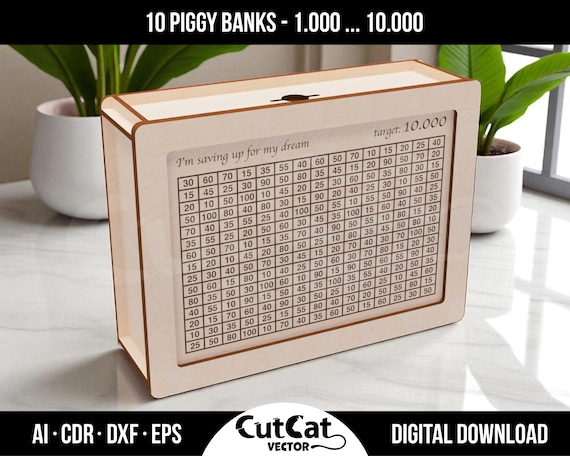 10 Target Piggy Banks | Money Box Laser Engraved Cut File SVG | Bank Glowforge xTool