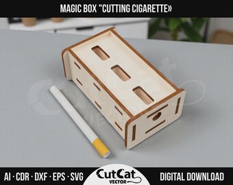 Magic Trick Box Laser Cut Template - Cutting Cigarette Illusion