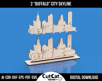 Buffalo City Skyline Wandkunst: Laser Cut Dateien (Digitaler Download)
