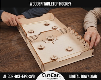 Slingpuck Hockey Board Game SVG Glowforge xTool Laser Cut Files Engraved DIY Gift Fast Wooden Tabletop Game