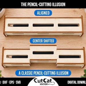 Laser Cut Magic Box Engraved SVG File: Pencil Illusion Puzzle, DIY Project (Digital Download)