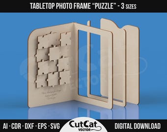 Personalisierter Puzzle-Fotorahmen Laser Cut Vorlage: Familienandenken (Digitaler Download)