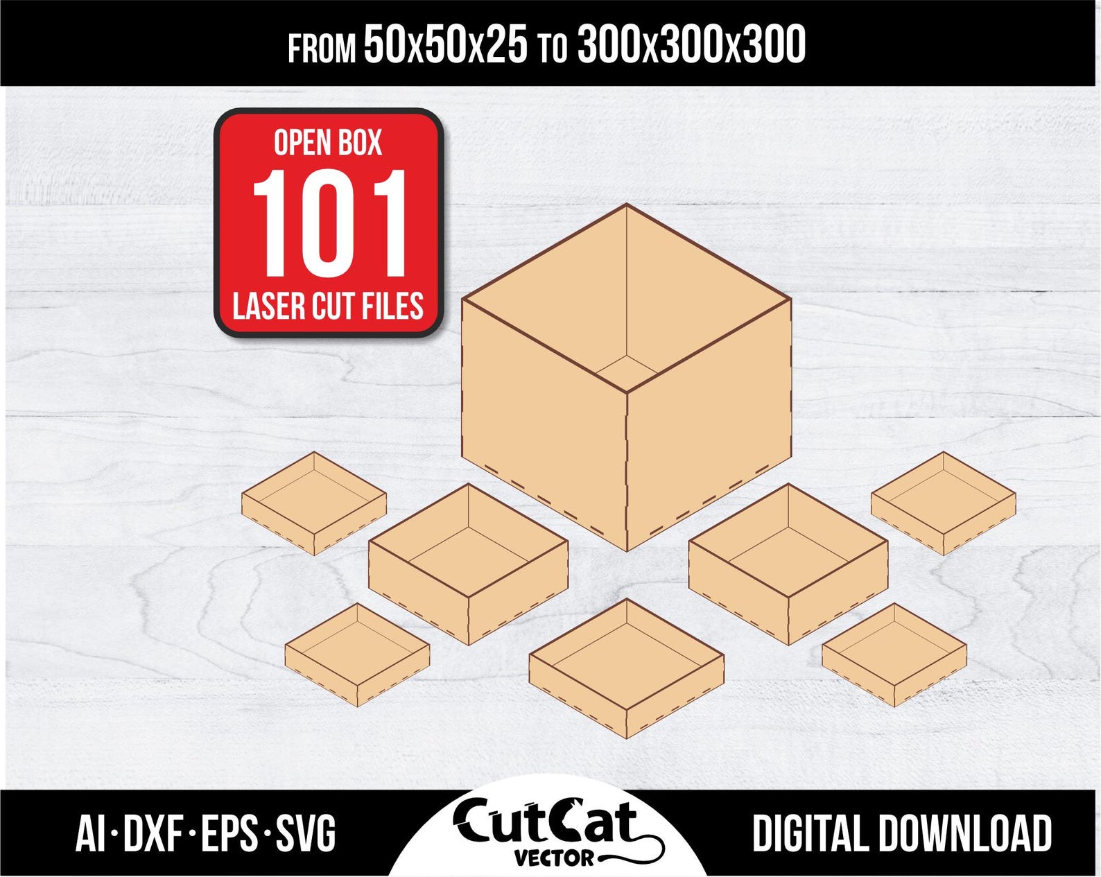 101 Open Storage Box Bundle | Laser Cut Engraving SVG Files Glowforge ...