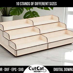 Archivo de corte láser para expositor de varios niveles / Organizador de mostrador de madera en 10 tamaños / Manualidades para comercio minorista