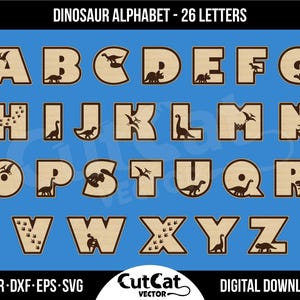 Magnetische Alphabet Dinosaurier Laser Cut Files Glowforge xTool Cricut SVG 26 Buchstaben Kühlschrank Spielzeug Baby Geschenkdatei Designs