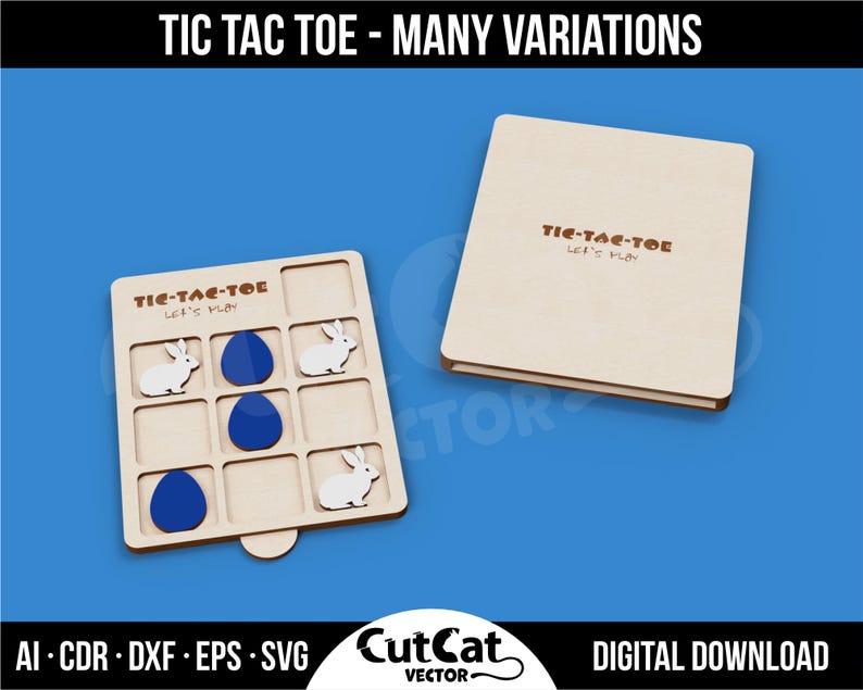 Tic Tac Toe Laser Cut Engraved SVG File: Wooden Travel Game Template ...