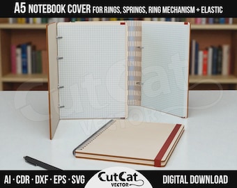 A5 Notebook Cover Laser Engraved Cut Files: DIY Planner Binder Template (Digital Download)