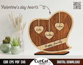Valentine's Day Hearts SVG: 3D Layered Laser Cut Files (Digital Download)