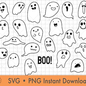 Niedliche Geister Boo Bundle SVG, Halloween Geister Clipart, Spooky Ghost PNG, svg für cut