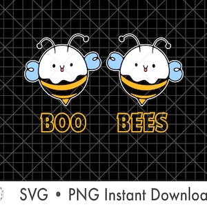 Boo Bees cut file for printing on shirt , Funny BooBees Halloween , Bee Ghost Halloween Party tee SVG PNG Instant Download