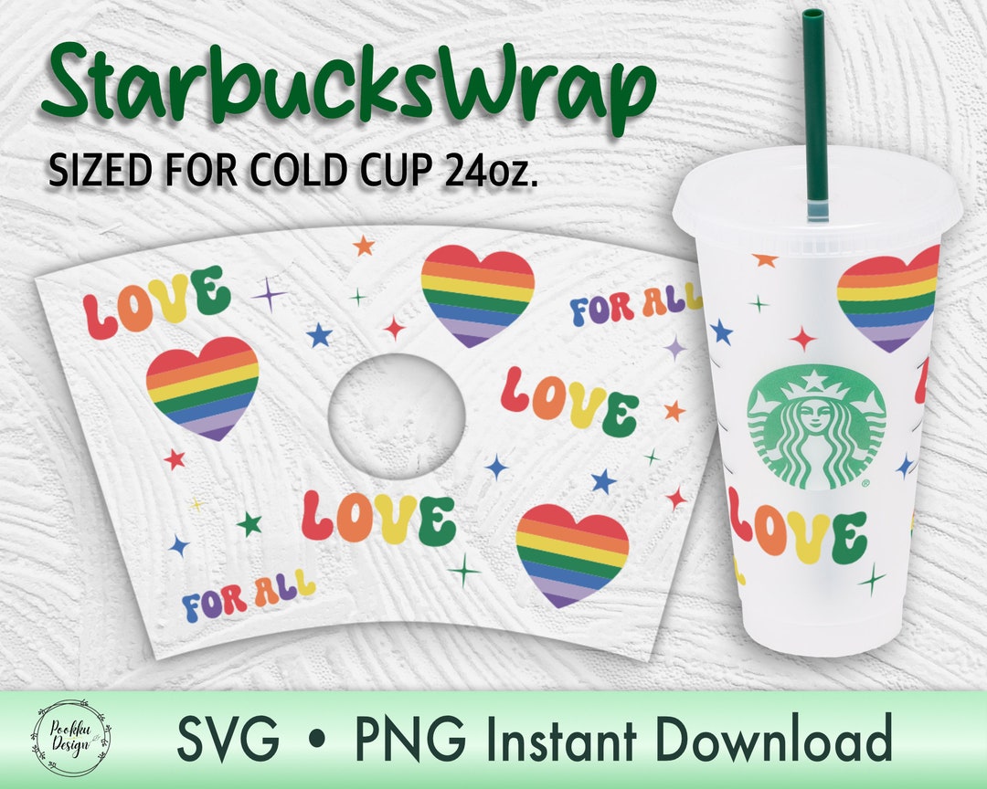 LGBTQ Pride Starbucks Wrap DIY, Rainbow Pride Starbucks Cup, Cold Cup