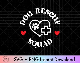 Dog Rescue Squad cut file for printing on shirt, Dog Rescue Vintage Distressed Graphic tee SVG PNG Instant Download