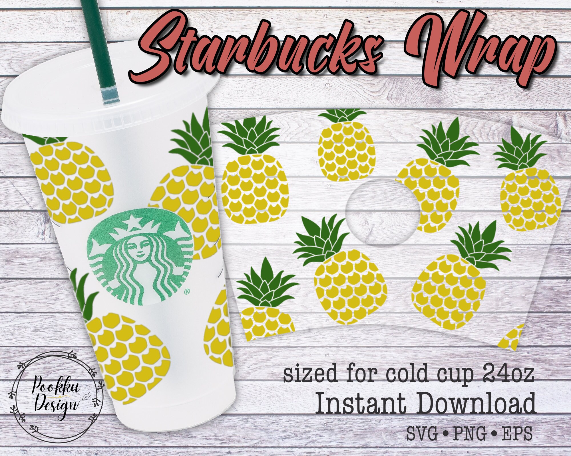 Pineapple Starbucks Full Wrap Summer Fruit Pineapples Etsy