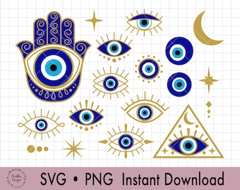 Evil Eye Bundle SVG, Hamsa hand svg, Turkish eye, Eye of protection  PNG, svg for cut