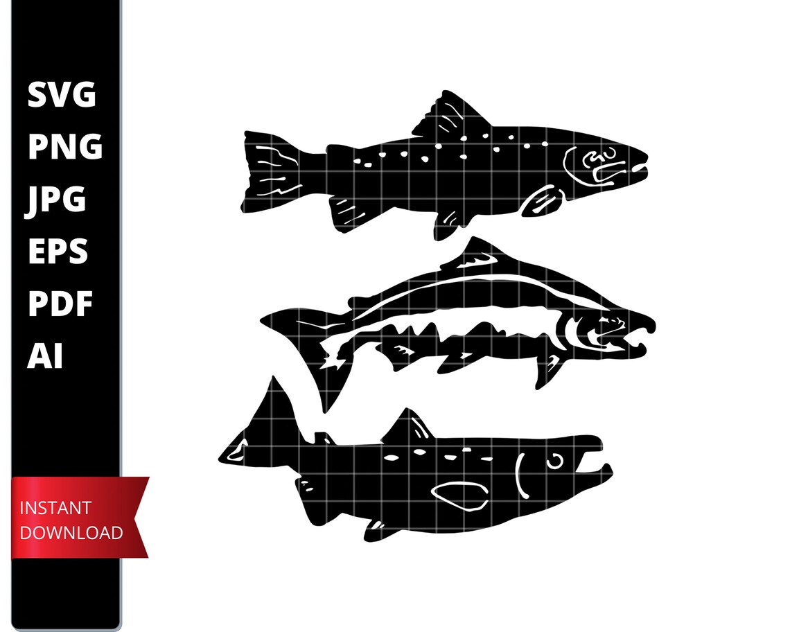 Salmon Fishing Lover SVG Salmon Fish Stencil SVG Fish Lover - Etsy