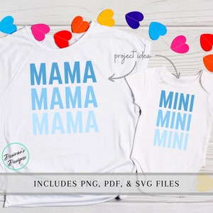 Boy Mama y Mini SVG - Mom SVG - Cricut SVG - Descarga instantánea - Mama svg - Silhouette svg - Cortar archivos - Lindo svg - Boy Mom Svg - Mom Life