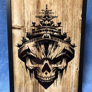 Navy Skull Battleship Sublimation Metal Picture 8"x12"